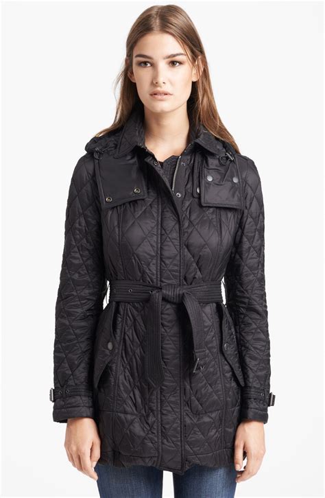 burberry black finsbridge belted quilted jacket|burberry coats for women.